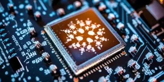 Digital artwork of a microchip with a snowflake on it.
